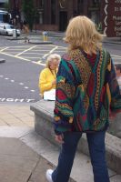 Alla wearing Davids sweater, Mom reading a map.