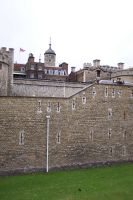 Tower of London. The Grassy area was once the moat, a considerable about of it has been filled in, it used to be much deeper