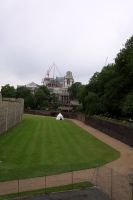 Tower of London. The Grassy area was once the moat, a considerable about of it has been filled in, it used to be much deepe